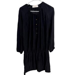 Amanda Uprichard Black 100% Silk Drop Waist Mini Dress Old Money Preppy Size M